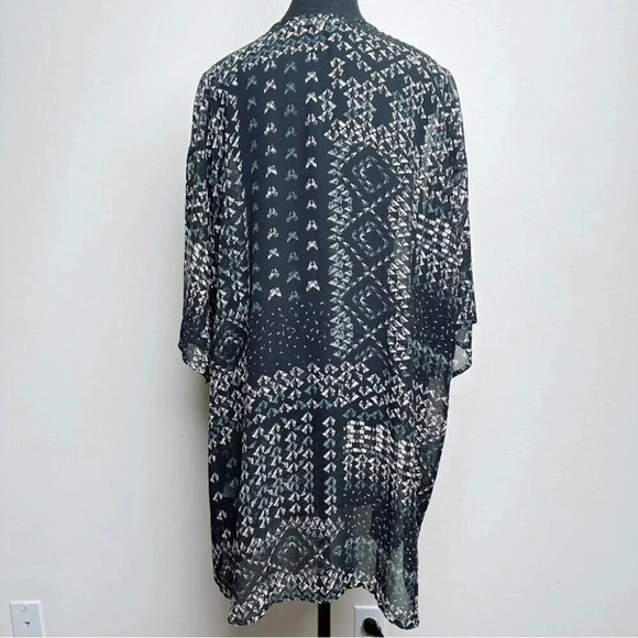 Daniel Rainn Womens One Size Print Over Open Kimono Sheer Fabric - Picture 2 of 12
